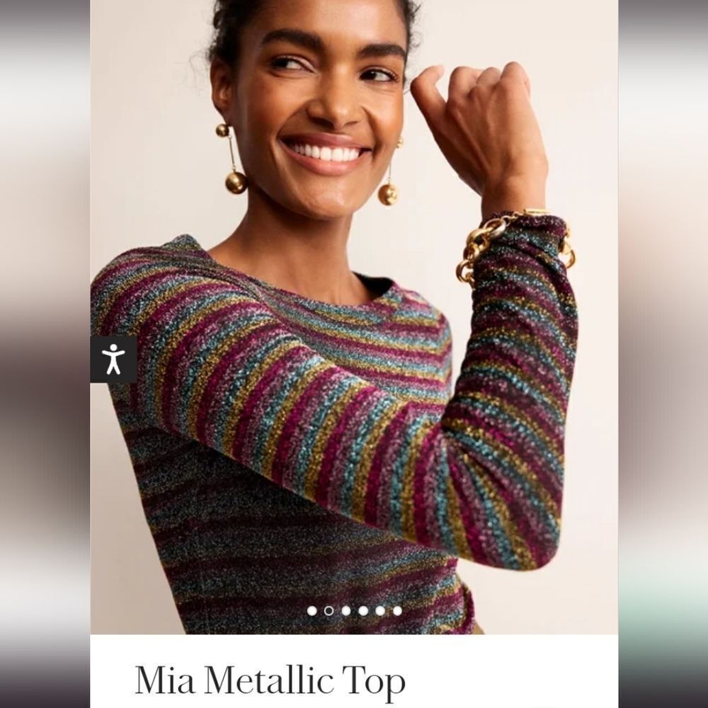 Boden Metallic Striped Multicolor Top Mia XSMALL